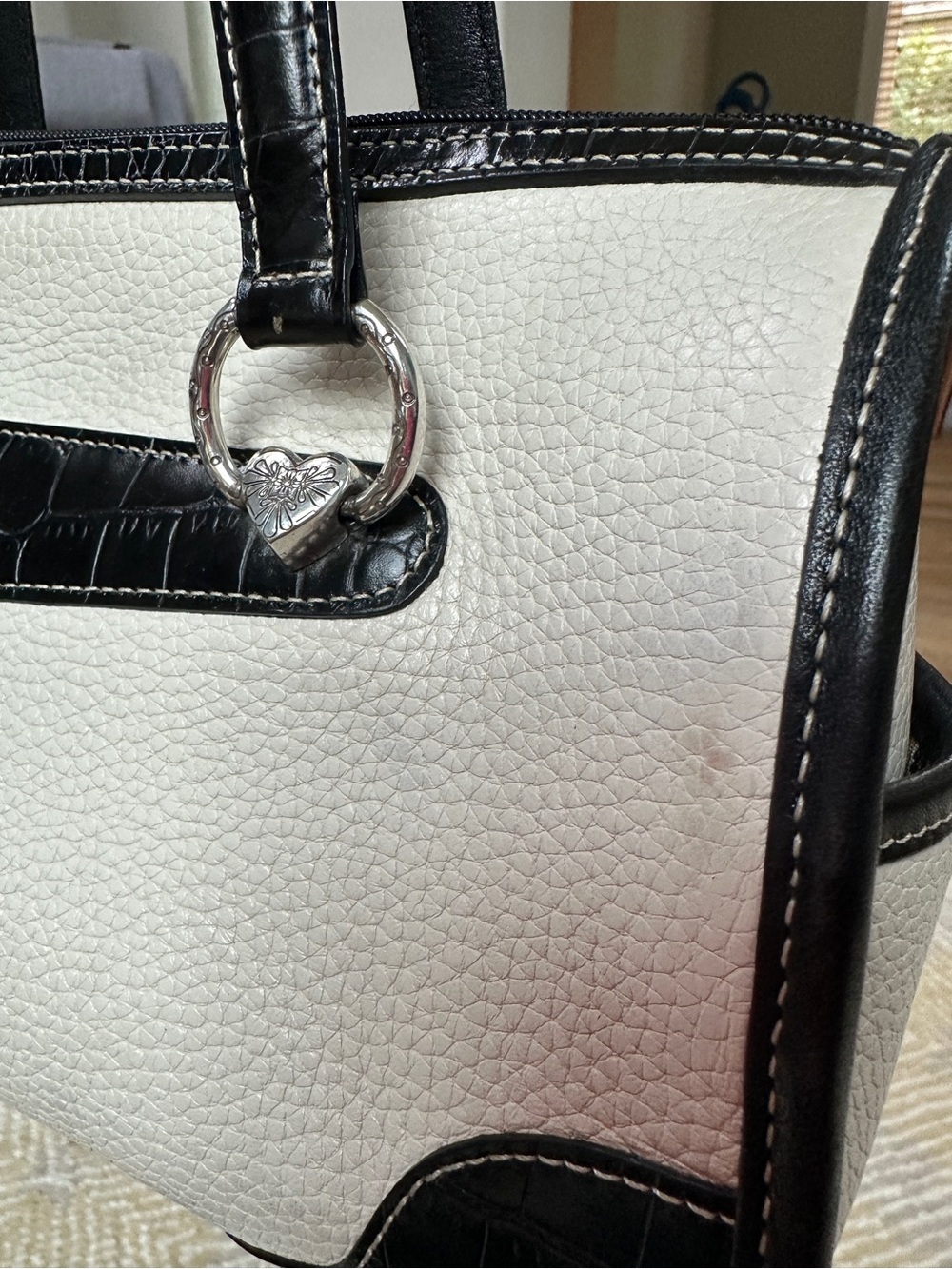Vintage Brighton cream pebble leather shoulder satchel bag - Picture 6 of 13